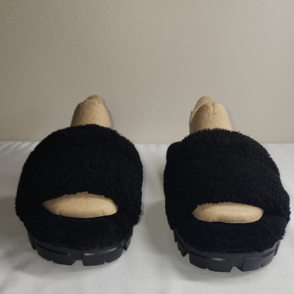 UGG Black Fuzzy Sandals - Picture 5 of 9